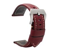 Svincoter Correas de cuero aptas for accesorios de reloj for Panerai PAM441 386 Correa de reloj for hombre de 22 mm y 24 mm Pulsera de repuesto de piel de vaca(03-red silver,24mm)