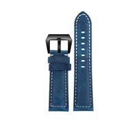 Svincoter Correas de cuero aptas for accesorios de reloj for Panerai PAM441 386 Correa de reloj for hombre de 22 mm y 24 mm Pulsera de repuesto de piel de vaca(02-blue black,24mm)