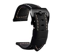Svincoter Correas de cuero aptas for accesorios de reloj for Panerai PAM441 386 Correa de reloj for hombre de 22 mm y 24 mm Pulsera de repuesto de piel de vaca(02-black black,24mm)