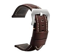 Svincoter Correas de cuero aptas for accesorios de reloj for Panerai PAM441 386 Correa de reloj for hombre de 22 mm y 24 mm Pulsera de repuesto de piel de vaca(03-Dark brown silver,22mm)