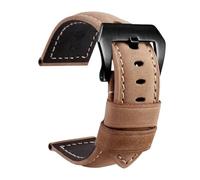 Svincoter Correas de cuero aptas for accesorios de reloj for Panerai PAM441 386 Correa de reloj for hombre de 22 mm y 24 mm Pulsera de repuesto de piel de vaca(02-khaki black,24mm)