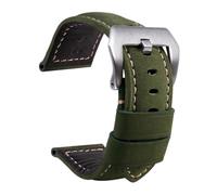 Svincoter Correas de cuero aptas for accesorios de reloj for Panerai PAM441 386 Correa de reloj for hombre de 22 mm y 24 mm Pulsera de repuesto de piel de vaca(02-green silver,24mm)