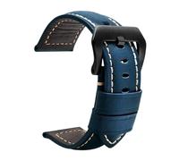 Svincoter Correas de cuero aptas for accesorios de reloj for Panerai PAM441 386 Correa de reloj for hombre de 22 mm y 24 mm Pulsera de repuesto de piel de vaca(03-blue black,24mm)