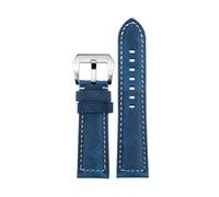 Svincoter Correas de cuero aptas for accesorios de reloj for Panerai PAM441 386 Correa de reloj for hombre de 22 mm y 24 mm Pulsera de repuesto de piel de vaca(02-blue silver,24mm)