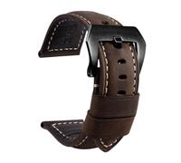 Svincoter Correas de cuero aptas for accesorios de reloj for Panerai PAM441 386 Correa de reloj for hombre de 22 mm y 24 mm Pulsera de repuesto de piel de vaca(02-Dark brown black,24mm)
