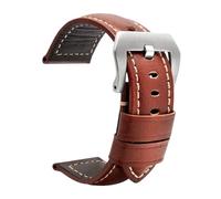 Svincoter Correas de cuero aptas for accesorios de reloj for Panerai PAM441 386 Correa de reloj for hombre de 22 mm y 24 mm Pulsera de repuesto de piel de vaca(03-brwon silver,22mm)