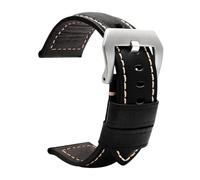 Svincoter Correas de cuero aptas for accesorios de reloj for Panerai PAM441 386 Correa de reloj for hombre de 22 mm y 24 mm Pulsera de repuesto de piel de vaca(03-black silver,24mm)