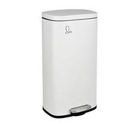 SVITA Cubo de basura TQ30, color blanco, 30 L, con pedal, acero inoxidable, tapa de cierre suave, con cubo interior, cubo de cocina