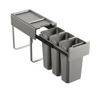 SVITA EM3 x 10 - Cubo de basura empotrable (3 x 10 L, 3 compartimentos con tapa, sistema de separación de basura, 3 compartimentos, 3 compartimentos), color gris