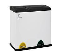 SVITA TC2Combo35 Cubo de basura con pedal y sistema de separación de residuos 35 litros (12 L + 23 L) para cocina, oficina, cuarto de trabajo, pedales coloridos de acero (Blanco)