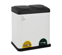 SVITA TC2X15 - Cubo de basura de cocina (30 L, 2 x 15 L, 2 unidades, separación de residuos con cubo interior, grande, con pedal, para cocina, baño, blanco)