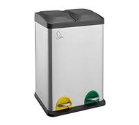 SVITA TC2X20 - Cubo de basura para cocina (40 L, 2 x 20 L, acero inoxidable, separador de basura), color plateado