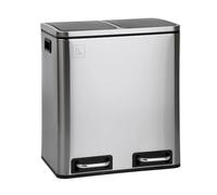 SVITA TM2X15 - Cubo de basura con pedal (30 L, cierre suave, tapa de acero inoxidable), color plateado
