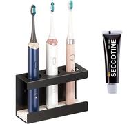 SVOCK Porta Cepillo de Dientes, Soporte para Cepillo de Dientes Eléctrico de Aluminio, Sin Taladrar Portacepillos de Dientes Eléctrico, Negro Porta Cepillo de Dientes Pared Base de Tierra de Diatomeas