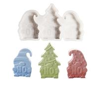 SVOCK Vela de Molde de Árbol de Navidad, 3pcs Moldes de Silicona Enano Navideño, Moldes Diy Gnomo Decorativo Navidad Molde de Velas de Papá Noel de Navidad, 3d Molde Silicona Velas de Navidad
