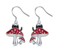 SVODEA Pendientes colgantes de plata de ley 925 con forma de gato negro para niñas, forma de taza, esponja, koala, panda, perezoso, regalo para esposa, madre, hija, esposa, Plata de ley, Sin piedra