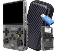 SVP Game R36S - Consola Retro Portátil con Estuche y Lector TF-USB, Original 2026, Compatible con 40.000 Juegos, Panel IPS 3.5”, Linux, x2 Ranuras TF, Bat. 3500 mAh (Negro, 128, GB, Pack Ultra)