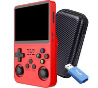 SVP Game - R36S Consola Retro Portatil PS1, n64, nDS, SuperN, GameB, Arcade, Atari, GBA, PSP Consola Portatil 15.000 Juegos Emulador Retro, Game Console, Videojuegos (Rojo A 64 GB + Estuche + USB)