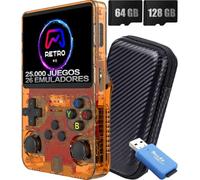 SVP Game - R36S Consola Retro Portatil PS1, n64, nDS, SuperN, GameB, Arcade, Atari, GBA, PSP Consola Portatil 15.000 Juegos Emulador Retro, Game Console, Videojuegos (Naranja 64 GB + Estuche + USB)