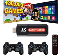 SVP Game - X2 Plus Consola de Juegos Retro, Game Stick con +30.000 Juegos Arcade +14 emuladores + Android TV - Game TV Stick, Plug & Play HDMI con 2 mandos y Control TV inalámbricos