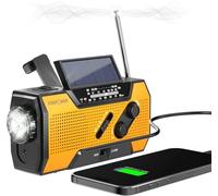 SVP Tech - Radio de Emergencia Portátil Solar y a Pilas - Dinamo, Manivela, Linterna LED, FM/Am, USB, Power Bank 2000mAh, Radio de Supervivencia para Apagones, Camping, Kit Solar de Emergencia