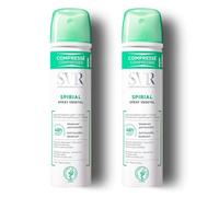 SVR - Duo Spirial Spray Végétal - Desodorante 48h sin sales de aluminio - Piel sensible - Antihumedad - Sin alcohol - Formato comprimido - 2 x 75 ml