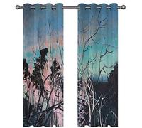 SVTUSR Cortinas Aislantes Termicas Ventana 2 Piezas con Ojales, 3D Paisaje Abstracto Azul Y Rosa Patrón Cortinas Opacas para Habitacion Y Dormitorio Infantil Decoración De La Ventana 200X214Cm