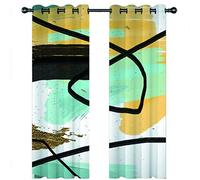 SVTUSR Cortinas Aislantes Termicas Ventana para Infantil 2 Piezas con Ojales 140X160Cm 3D Arte Negro Pintado De Azul Patrón Cortinas Opacas Habitacion Salón Dormitorio Decoración De La Ventana