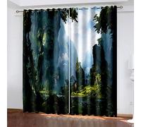 SVTUSR Cortinas Aislantes Termicas Ventana para Infantil 2 Piezas con Ojales 264X214Cm 3D Dinosaurios del Bosque Primitivo Patrón Cortinas Opacas Habitacion Salón Dormitorio Decoración De La Ventan