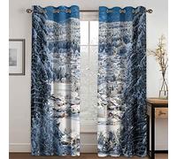 SVTUSR Cortinas Habitacion Niño 3D Arquitectura del Paisaje Nevado Patrón Cortinas Termicas Aislantes Frio Y Calor 2 Piezas con Ojales Opacas Salon Decoración para Hogar 140X160Cm