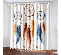 SVTUSR Cortinas Habitacion Niño 3D Atrapasueños Blanco con Múltiples Colores. Patrón Cortinas Termicas Aislantes Frio Y Calor 2 Piezas con Ojales Opacas Salon Decoración para Hogar 140X160Cm