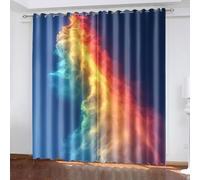 SVTUSR Cortinas Habitacion Niño 3D Fondo Azul con Humo De Colores Patrón Cortinas Termicas Aislantes Frio Y Calor 2 Piezas con Ojales Opacas Salon Decoración para Hogar 234X230Cm