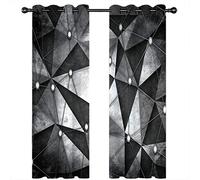 SVTUSR Cortinas Habitacion Niño 3D Tecnología De Geometría De Plata Negra Patrón Cortinas Termicas Aislantes Frio Y Calor 2 Piezas con Ojales Opacas Salon Decoración para Hogar 200X160Cm