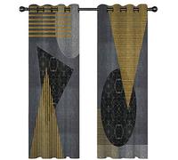 SVTUSR Cortinas Habitacion Niño 3D Textura Geométrica De Oro Gris Patrón Cortinas Termicas Aislantes Frio Y Calor 2 Piezas con Ojales Opacas Salon Decoración para Hogar 140X160Cm