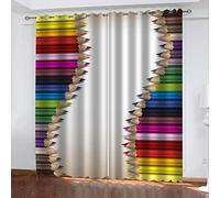 SVTUSR Cortinas Opacas para Ventanas Salon 3D Creatividad con Pinceles De Color Patrón Cortinas Habitacion Infantil Decoración para Dormitorio Termicas Aislantes Frio Y Calor 280X260Cm 2 Piezas