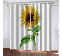 SVTUSR Cortinas Opacas para Ventanas Salon 3D Girasoles Pintados Patrón Cortinas Habitacion Infantil Decoración para Dormitorio Termicas Aislantes Frio Y Calor 264X214Cm 2 Piezas