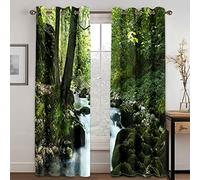 SVTUSR Cortinas Opacas para Ventanas Salon 3D Paisaje De Lago Y Jungla Verde Patrón Cortinas Habitacion Infantil Decoración para Dormitorio Termicas Aislantes Frio Y Calor 200X214Cm 2 Piezas