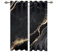 SVTUSR Cortinas Opacas para Ventanas Salon 3D Patrón De Textura Negra Y Dorada Patrón Cortinas Habitacion Infantil Decoración para Dormitorio Termicas Aislantes Frio Y Calor 140X160Cm 2 Piezas