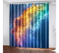 SVTUSR Cortinas Opacas Termicas Aislantes con Ojales 2 Piezas Cortinas Salon Dormitorio Modernas Decoración De La Ventana 140X160Cm 3D Fondo Azul con Humo De Colores Patrón Infantiles