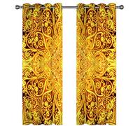 SVTUSR Cortinas Opacas Termicas Aislantes con Ojales 2 Piezas Cortinas Salon Dormitorio Modernas Decoración De La Ventana 234X230Cm 3D Flores Doradas Abstractas Patrón Infantiles