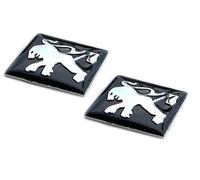 SVV 2 pegatinas de 16 x 16 mm, aptas para coche Peugeot con logotipo de coche, para llaves, mando a distancia, etc. Pegatinas cuadradas con emblema (16 x 16 mm, 2 unidades)
