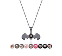 Svyqwmz Collar con Foto Proyeccion Personalizada para Hombre Collar Murcielago con Foto Te Amo en 100 Idiomas Regalo de Joyeria para Hijo Papa Abuelo Esposo Novio
