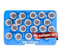 SW-Stahl 02384L 20 Piezas Tornillos Antirrobo Desmontaje Kit Llave Adaptador