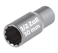 SW-Stahl 05632L-30 Vaso de 12 Cantos, 30 mm, 1/2 Pulgada, Largo | Llave tubular profunda de cromo vanadio para carraca, ideal para mecánica de coche, moto, industria y hogar