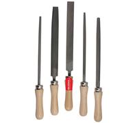 SW-Stahl 90902SB Juego de 5 Limas de Taller de 200 mm para Metal | Set de limas planas, redondas y triangulares con mango ergonómico, ideales para desbaste y acabado profesional en acero.