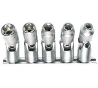 SW-Stahl Juego de Llaves de Vaso Articuladas, Perfil E, E6-E14, 5 Piezas
