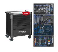 SW-Stahl Z3212 TT802 - Carro de Taller Profesional (8 cajones, 4 cajones llenos, 338 Piezas, con Herramientas, Cerradura Doble, Kit de Carro de Taller, Totalmente Equipado