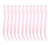 SWACC 12 extensiones de cabello lacio de un color con clip para fiestas, extensiones de pelo sintético (rosa)