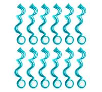 SWACC 12 extensiones de cabello sintético rizado, ondulado, de un solo color, con clip, para fiestas, color azul azulado
