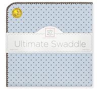 SwaddleDesigns Manta Envolvente Ultimate, Franela de Algodón de calidad superior, Lunares marrón sobre color pastel, Azul pastel